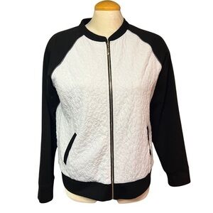 Ivanka Trump Black & White Zip-Up Jacket | Gold Zipper | No Size Tag | GUC 🖤🤍